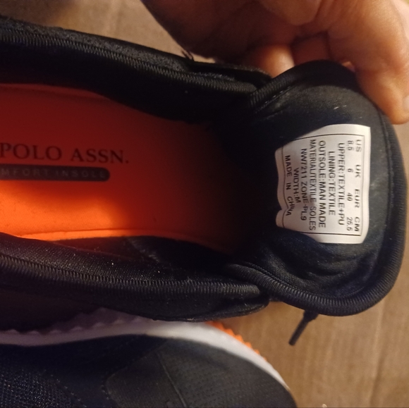 U.S. Polo Assn. Womens 8.5 Black & Orange Shoes. - Picture 8 of 9